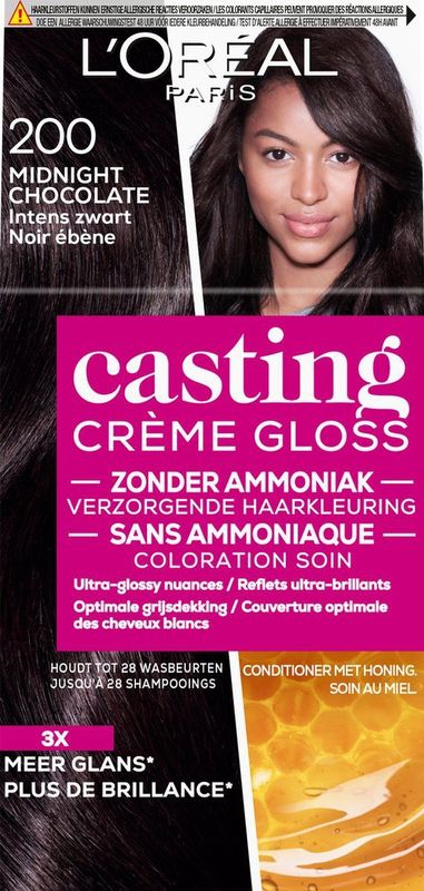 L'Oréal Paris Casting Crème Gloss Zeer Donkerbruin 200 - Semi-permanente Haarkleuring Zonder Ammoniak