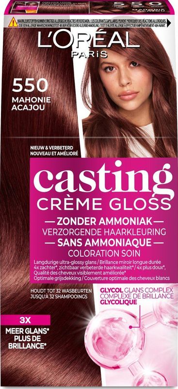 L'Oréal Paris Casting Crème Gloss Licht Mahoniebruin 550 - Semi-permanente Haarkleuring Zonder Ammoniak