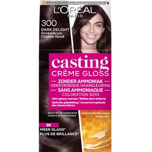 3x L'Oréal Casting Crème Gloss Semi-Permanente Haarkleuring 300 Dark Delight - Donkerbruin