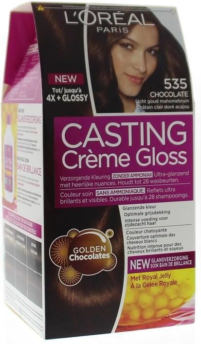 L'Oréal Paris Casting Crème Gloss Licht Goud Mahoniebruin 535 - Semi-permanente Haarkleuring Zonder Ammoniak