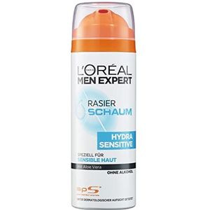 L'Oréal Men Expert Scheerschuim, baardverzorging met Hydra Sensitive formule en aloë vera voor een comfortabele en veilige scheerbeurt van gezicht en lichaam, 1 x 200 ml