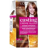 3x L'Oréal Casting Crème Gloss Semi-Permanente Haarkleuring 634 Honey Biscuit - Donker Goud Koperblond