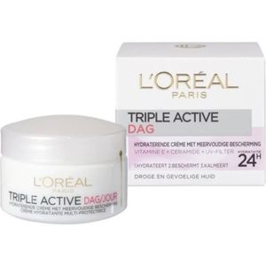 L’Oréal Paris Triple Active Hydraterende Dagcrème - Droge en Gevoelige huid - 50ml