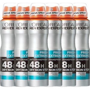 L’Oréal Paris Men Expert Fresh Extreme 48H Deodorant Spray - 6 x 150 ml - Voordeelverpakking