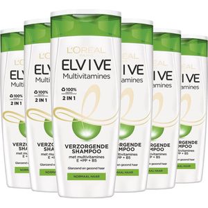 L’Oréal Paris Elvive Multivitamines 2 in 1 Shampoo - 6 x 250 ml - Normaal Tot Vet Haar- Voordeelverpakking