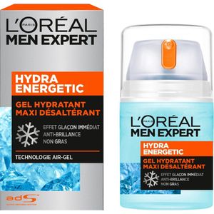 L'Oréal Men Expert - Hydraterende gezichtsgel voor heren – maxi-verzorging – verfrissend ijsblokjeseffect – Air-geltechnologie – alle huidtypes – Hydra Energetic – 50 ml