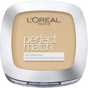 L'Oréal Paris Poeder Make up, matterend compact poeder met SPF 8, incl. Spiegel en spons, Perfect Match Poeder, Nr. 3.D/3.W Golden Beige, 9 g