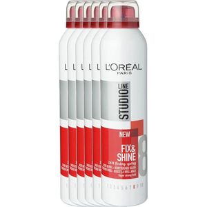 6x L'Oréal Studio Line Fix & Shine 24H Super Strong Haarspray 250 ml