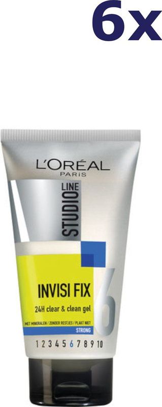 6x L'Oréal Studio Line Invisi Fix 24H Clear & Clean Gel Strong 150 ml