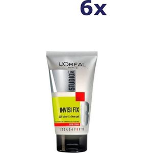 L'Oréal Paris Studio Line Invisi Fix 24h Clear & Clean - Super Sterke Fixatie Haargel - 6 x 150 ml - Voordeelverpakking