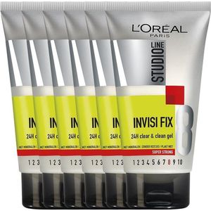 L'Oréal Paris Studio Line Invisi Fix 24h Clear & Clean - Super Sterke Fixatie Haargel - 6 x 150 ml - Voordeelverpakking
