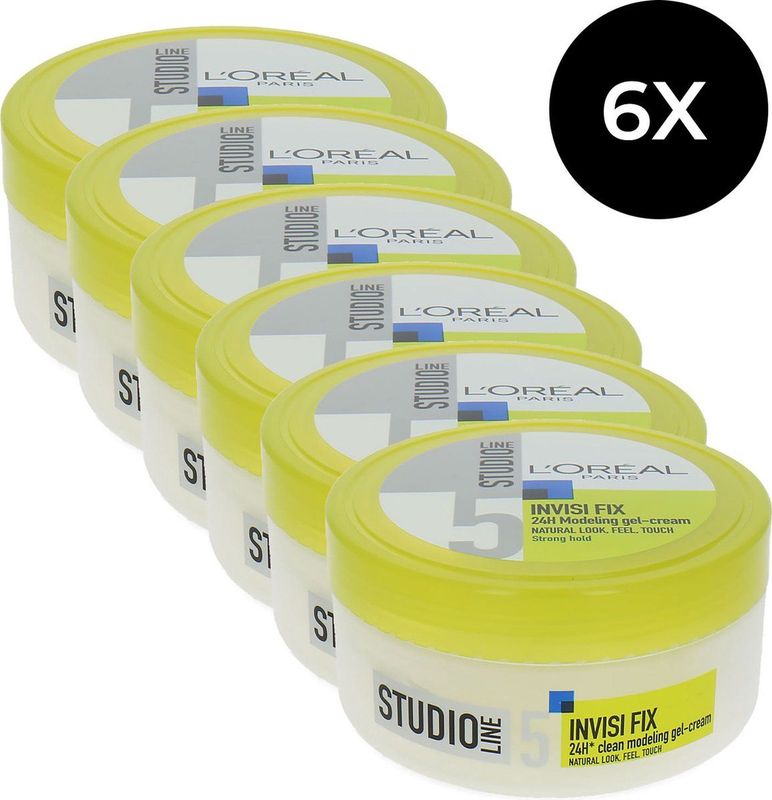 L'Oréal Paris Studio Line Invisi Fix - 24H Clean Modeling Gel Crème - 6 x 150 ml - Voordeelverpakking