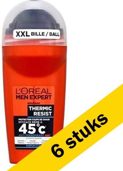L'Oreal Men Expert - Deo Roller - Thermic Resist Clean Cool - 6 x 50 ml