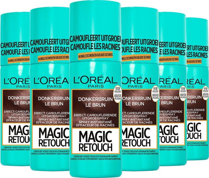 L'Oréal Paris Magic Retouch Bruin Camouflerende Uitgroeispray Voordeelverpakking - 6 x 75ml