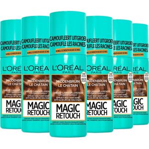 L'Oréal Paris Magic Retouch Middenbruin Camouflerende Uitgroeispray - 6 x 75ml
