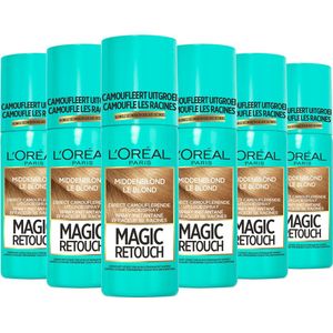 L'Oréal Paris Magic Retouch Middenblond Camouflerende Uitgroeispray Voordeelverpakking - 6 x 75ml
