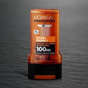 L 'Oréal Men Expert Hydra Energy Taurine douchegel, mintextract stimuleert en regenereert de huid (gezicht, lichaam en haar) zacht zonder uit te drogen (1 x 300 ml) Hydra Energetic