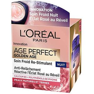 L'Oréal Paris Age Perfect Golden Age - roze nachtverzorging - nachtcrème tegen verslapping en glans - verrijkt met natuurlijke cellen van pioenroos en calcium/vitamine B3 - 50 ml