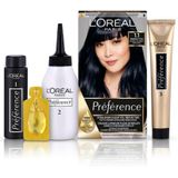 3x L'Oréal Preference Haarkleuring 1.1 Manhattan - Intens IJzig Zwart