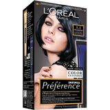 3x L'Oréal Preference Haarkleuring 1.1 Manhattan - Intens IJzig Zwart