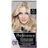Préférence Cool Blondes 8.1 Licht Asblond Permanente Haarverf