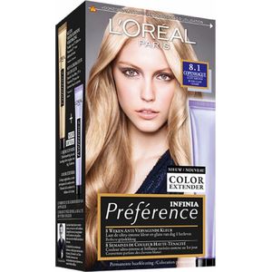 3x L'Oréal Préférence Cool Blondes Permanente Haarkleuring 8.1 Licht Asblond
