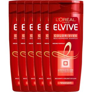 L'Oréal Paris Elvive Color Vive Shampoo - 6 x 400 ml - Gekleurd Haar - Voordeelverpakking