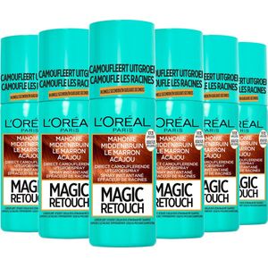 L'Oréal Paris Magic Retouch Mahonie Middenbruin Camouflerende Uitgroeispray Voordeelverpakking - 6 x 75ml