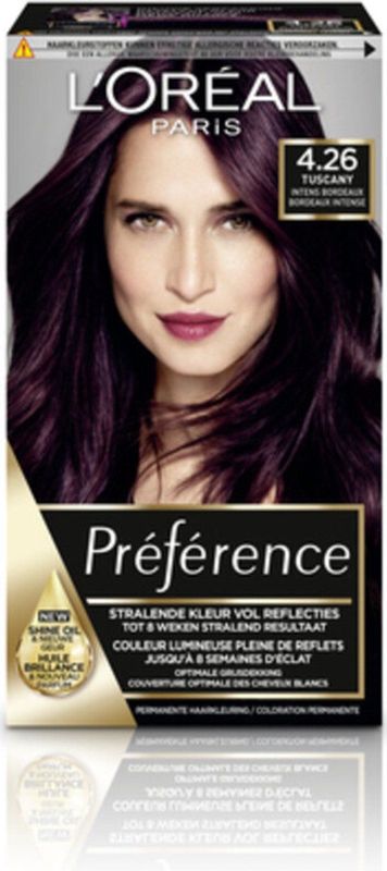 3x L'Oréal Preference Haarkleuring 4.26 Tuscany - Intens Bordeaux