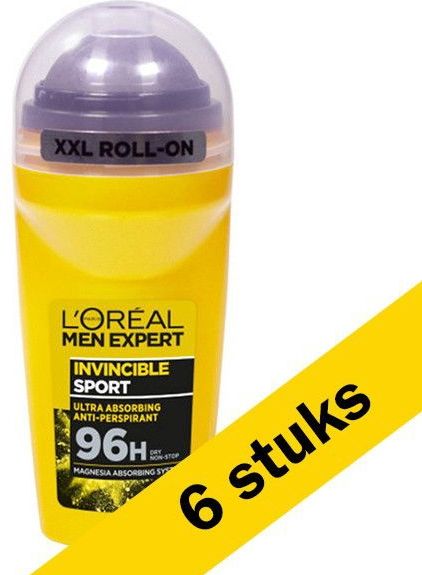 L'Oreal Men Expert - Deo Roller Invisible Sport - 50 ml - 6 Stuks