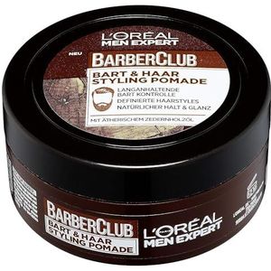 L'Oréal Paris Men Expert baardpomade en haarwas, natuurlijke afwerking, Barber Club baard- en haarstyling, pomade, 1 x 75 ml