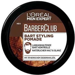L'Oréal Men Expert Barber Club Baard Styling Pomade voor mannen, haar- en baardwax voor een gedefinieerde stijl, baardverzorging voor heren met houtachtige geur en etherische cederhoutolie, 1 x 75 ml