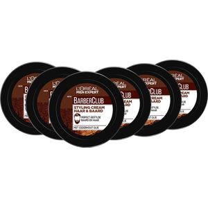 L’Oréal Paris Men Expert BarberClub Beard & Hair Styling Cream - 6 x 75ml - Multiverpakking
