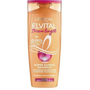 L'Oréal Paris Elvital Shampoo tegen gespleten haarpunten, voor fantastisch lang haar, met ricinusolie, vitaminen en plantaardige eiwitten, Dream Length Super opbouw haarshampoo, 1 x 250 ml