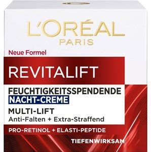 L'Oréal Paris Feuchtigkeitspflege Nacht für Frauen: sorgt für ein strafferes Hautbild & mildert Falten & stärkt die Hautschutzbarriere über Nacht mit Pro-Elastin & Aprikosenkernöl, Revitalift, 1x 50ml