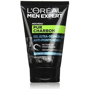 L'Oréal Men Expert - Reinigende en ultra-destrostante gel voor mannen – tegen mee-eters – gezichtsverzorging peeling – met kolen en natuurlijke microkorrels – pure kolen – 100 ml