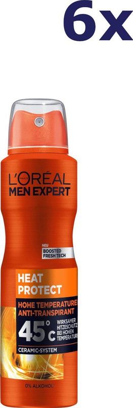 6x L'Oreal Men Expert Deospray 150ml Heat Protect