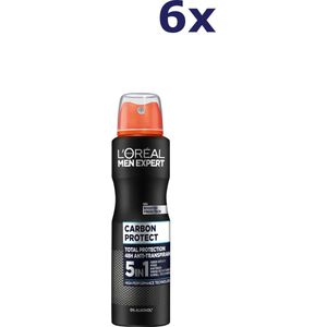 6x L'Oreal Men Expert Deodorant Spray 150ml Carbon