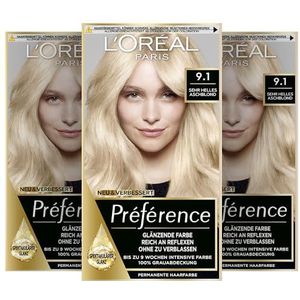 L’Oréal Paris Collectie Préférence Permanent glanzende kleur 9.1 Oslo/Zeer licht asblond