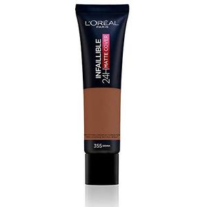 L'Oréal Paris Infaillible 24H Matte Cover 355 Terre de Sienne/Sienna, langdurige vloeibare make-up, hoge dekking, water- en veegvast