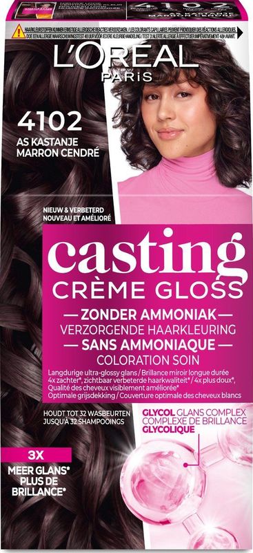L’Oréal Paris Casting Crème Gloss Parelmoer Kastanjebruin 4102 - Semi-permanente Haarkleuring Zonder Ammoniak