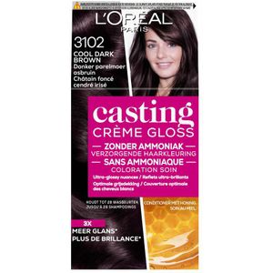 6x L'Oréal Casting Crème Gloss Semi-Permanente Haarkleuring 3102 Donker Parelmoer Asbruin