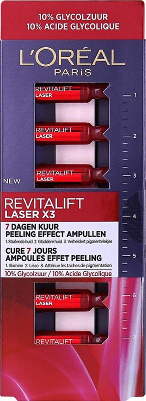 L’Oréal Paris Revitalift Laser X3 Peeling Effect Ampullen - 7 Daagse Kuur - Met Glycolzuur voor een Stralende Huid