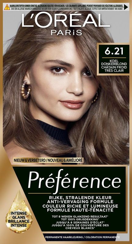 L'Oréal Paris Préférence Classic Zeer Licht Koel Bruin 6.21 - Permanente Haarkleuring
