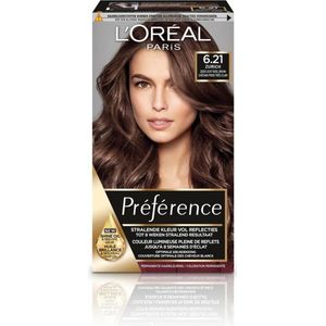 6x L'Oréal Preference haarkleuring 6.21 Zurich - Zeer licht koel bruin