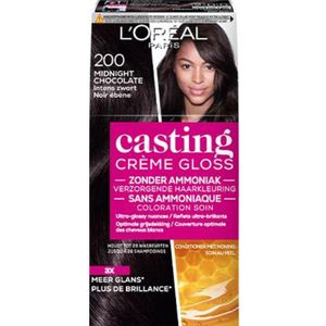 6x L'Oréal Casting Crème Gloss Semi-Permanente Haarkleuring 200 Midnight Chocolate - Intens Zwart
