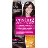 6x L'Oréal Casting Crème Gloss Semi-Permanente Haarkleuring 300 Dark Delight - Donkerbruin