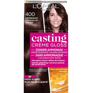 6x L'Oréal Casting Crème Gloss Haarkleuring 400 Espresso - Middenbruin