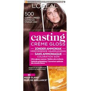 6x L'Oréal Casting Crème Gloss Semi-Permanente Haarkleuring 500 Café Lungo - Lichtbruin