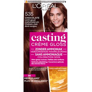 6x L'Oréal Casting Crème Gloss Semi-Permanente Haarkleuring 535 - Chocolate - Licht Goud Mahoniebruin